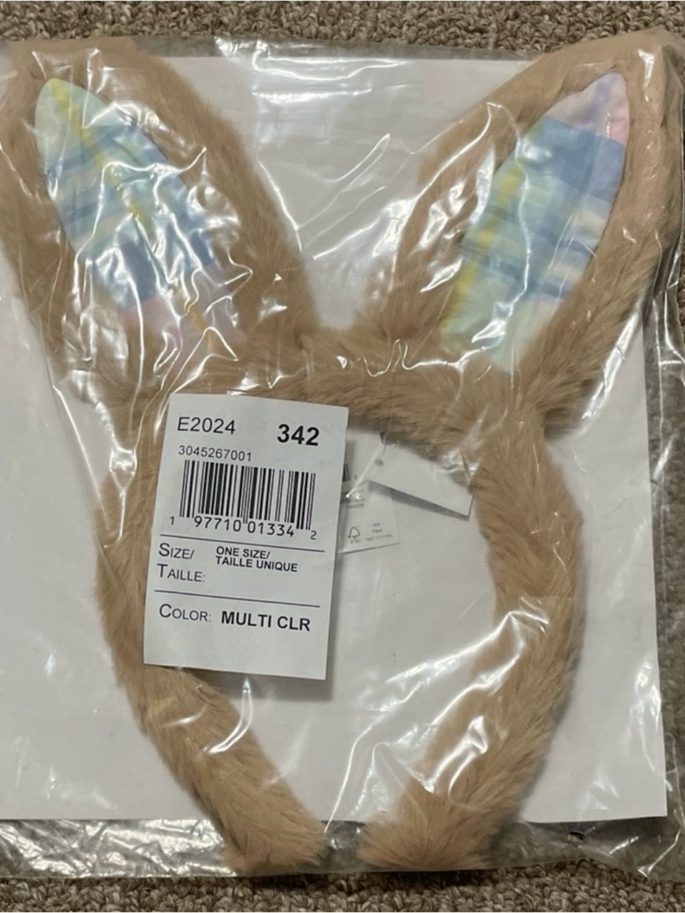 Fuzzy Bunny Ears Headband Multi Color One Size NWT